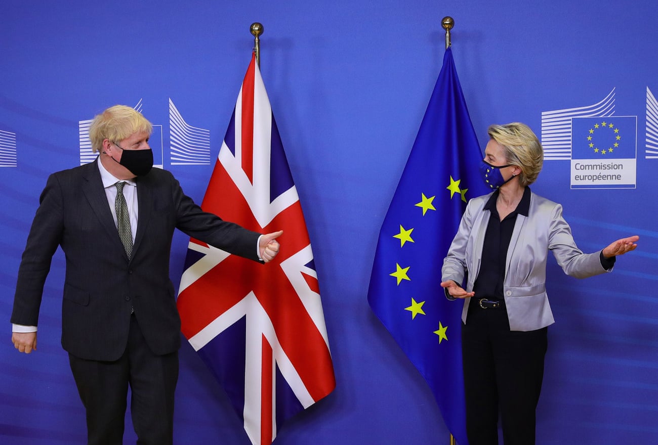 Boris Johnson and Ursula von der Leyen at the EU headquarters in Brussels, 9 December