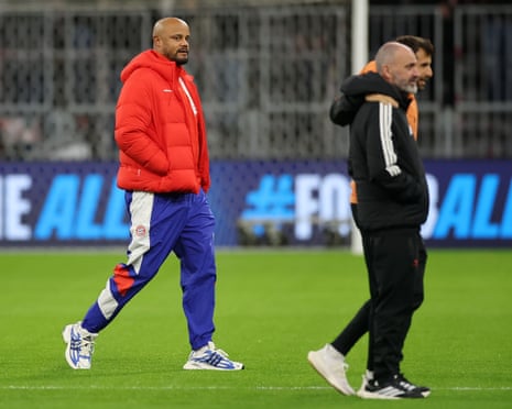 The Bayern Munich manager, Vincent Kompany, is in attendance tonight after recovering from a virus.