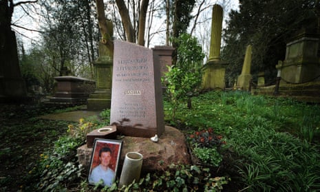 Alexander Litvinenko’s grave in Highgate Cemetery in London.