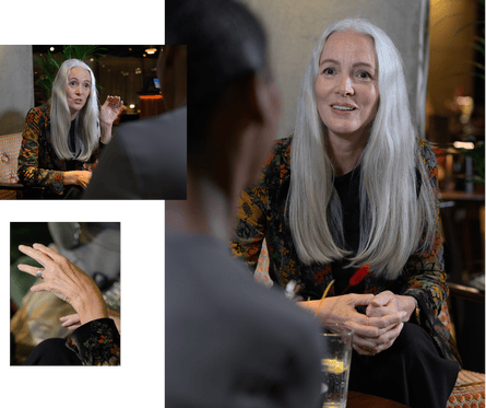 The model Dee O talking to Danielle