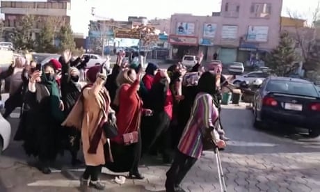 Afghan women in Kabul protest against the ban on university education for women