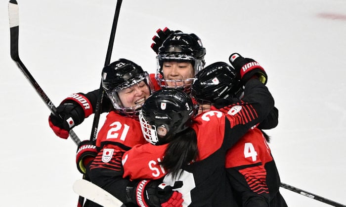 Japan’s Haruka Toko (centre) celebrates with teammates after scoring against Czech Republic.
