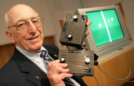 In this July 2009 file picture , German-American game developer Ralph Baer shows the prototype of the first games console, invented by him during a press conference at the Games Convention Online in Leipzig, Germany. The video game pioneer who created both the precursor to “Pong” and the electronic memory game “Simon” has died. Ralph Baer also was leader of the team that developed the Magnavox Odyssey, the first home video game console. Baer, who was born in Germany and escaped the Holocaust with his family, was a longtime resident of Manchester, New Hampshire. The Goodwin Funeral Home confirmed Monday Dec. 8, 2014 that he died at his home Saturday. He was 92.