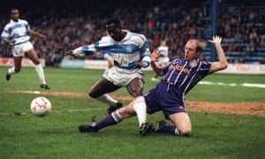 Steve McMahon, right, in action for Manchester City against Queens Park Rangers in the fourth-round of the FA Cup in January 1993. City won the tie 2-1