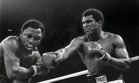 Ali strikes Joe Frazier with a right during the pair’s final bout, the Thrilla in Manila in 1975.