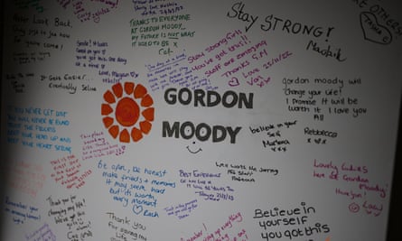 Messages on a whiteboard at the Gordon Moody centre in Wolverhampton.