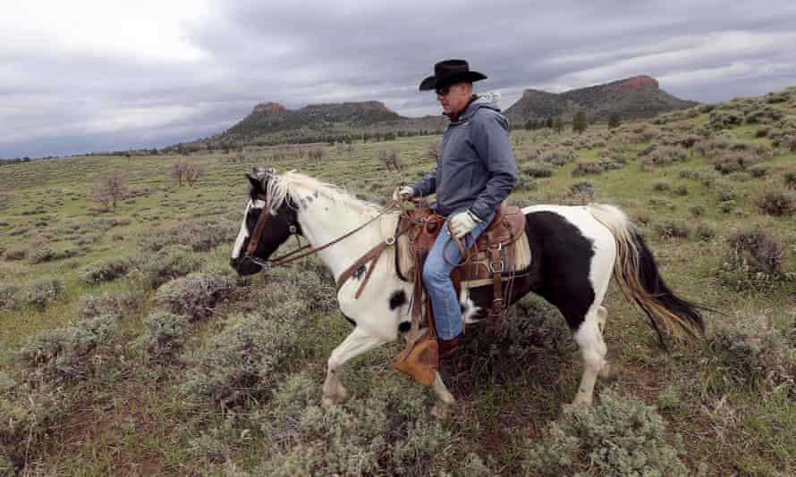 Interior Secretary Ryan Zinke rides a horse in the Bears Ears National Monument near Blanding, Utah.