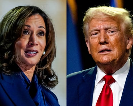 a side-by-side image of Kamala Harris and Donald Trump