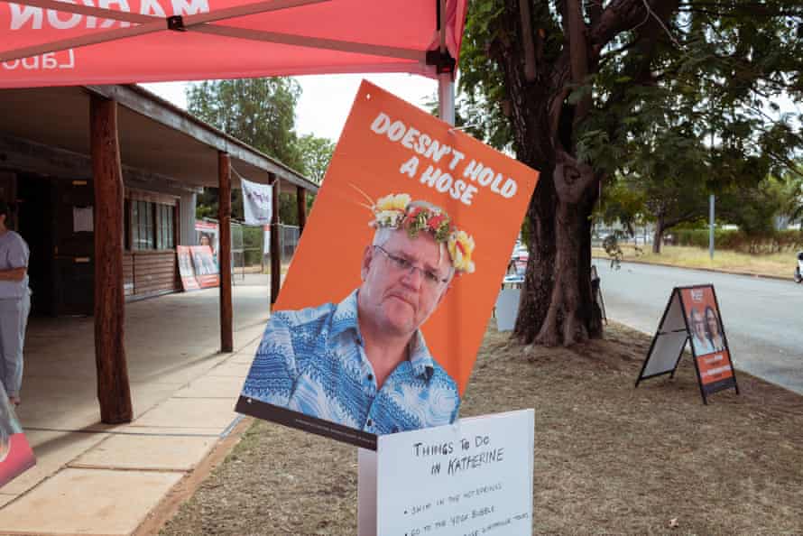 Corflute of Scott Morrison in Katherine, NT.