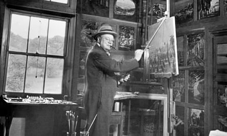 Winston Churchill at his painting easel at Chartwell, as he appeared on the cover of Life Magazine in January 1946.