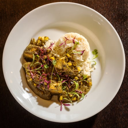 The Bonny Comet’s palak tofu corn: 'rich, green, generously spiced’.