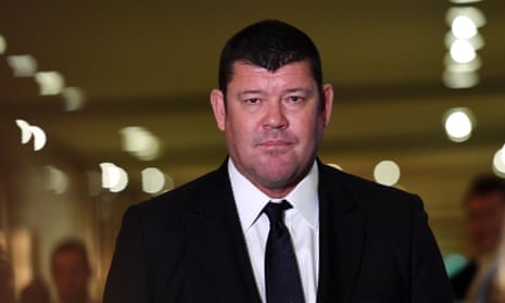 James Packer leaves the Crown Resorts AGM in Melbourne in October 2017.