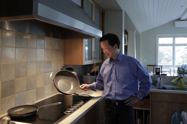 Wei-Tai Kwok replaced his gas cooktop with an induction cooktop at his home that he completely converted to electric to stop using natural gas in Lafayette, California.