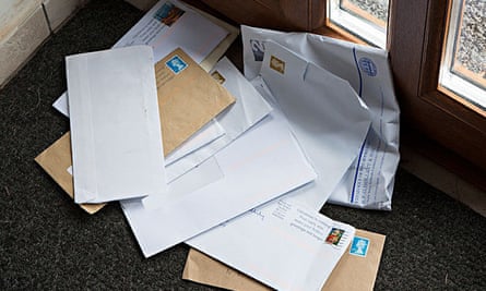 Letters delivered to house in heap on doormat