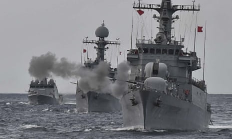 South Korean navy ships carry out a live fire exercise lsst week. 