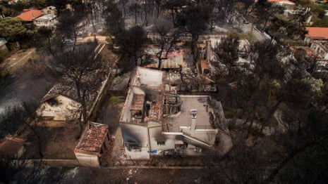 Aerial footage shows homes destroyed by Athens wildfires – video