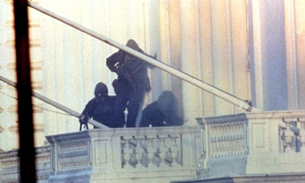 SAS members storm the Iranian embassy in 1980.Photograph: Sipa Press/Rex/Shutterstock
