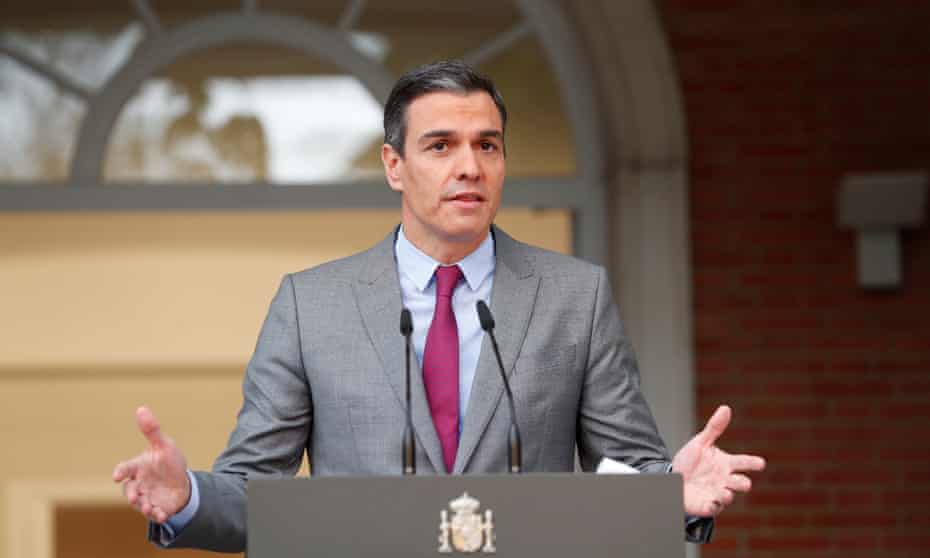 Pedro Sanchez gives a statement after the cabinet decided to pardon the Catalan leaders.