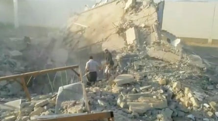 The rubble of a destroyed building