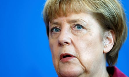 Angela Merkel addresses a news conference after talks with Malta’s prime minister in Berlin.