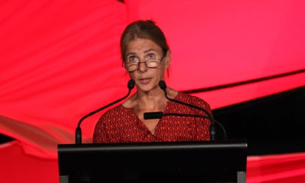 Author Lionel Shriver delivers the opening address at the Brisbane Writers festival 2016.