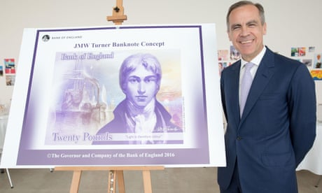 Bank of England Mark Carney unveils the concept image of the new £20 note which will feature artist JMW Turner.