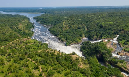 Murchison Falls on the Victoria Nile, set among the trees of the national park 