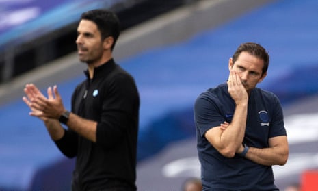 Major clubs are turning to former players with limited or no first-hand managerial experience: such as Arsenal with Mikel Arteta (left) and Chelsea with Frank Lampard.