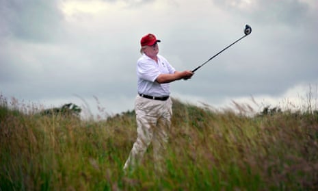 Donald Trump plays golf in Scotland on 10 July 2012.