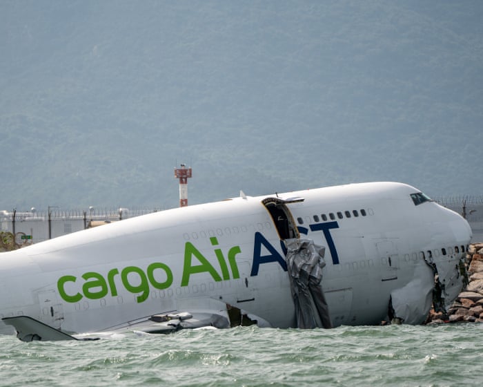 Two people reported killed after cargo plane skids off airport runway – video