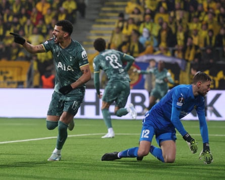 Dominic Solanke points the way for Tottenham after making the most of a corner to slam home the ball after 63 minutes.