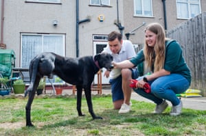 Suzie Vlaeminke, Conor Monk and Skippy the lurcher