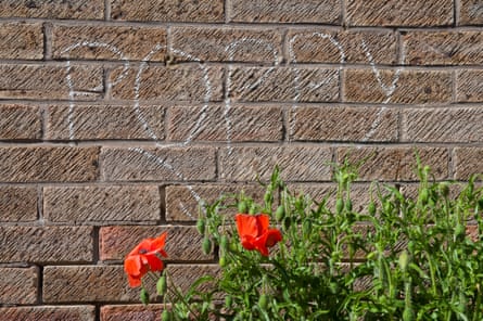 The presence of a poppy is highlighted by a London chalker.
