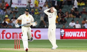 England’s Joe Root reacts as Australia add to their total.