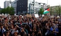 Students and employees of the University of Amsterdam protest against the war in Gaza. 