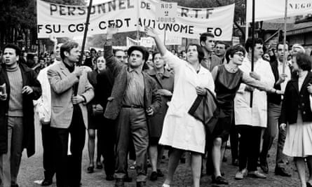 French strikers demonstrating in Paris in 1968.