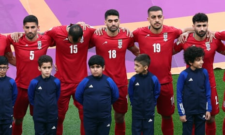 Iran’s players did not sing during the playing of the national anthem before their World Cup game against England.
