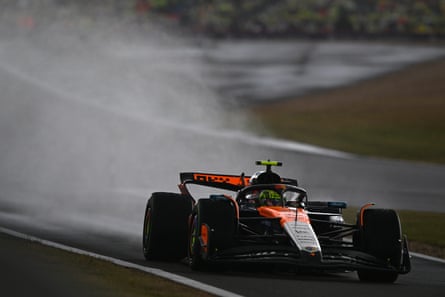 Lando Norris drives the McLaren during the British Grand Prix at Silverstone.