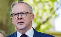 The prime minister, Anthony Albanese, at a press conference in Perth in February