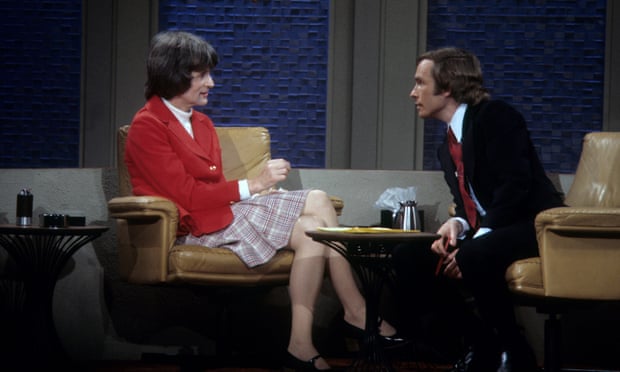 Jan Morris being interviewed about gender reassignment on The Dick Cavett Show in 1974; two years earlier she had undergone surgery in Casablanca, changing her name from James to Jan.