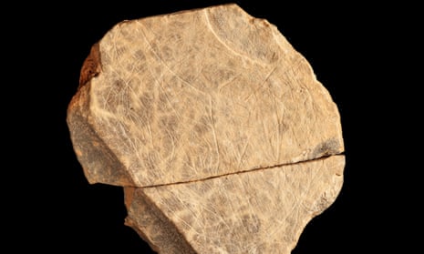 One of the engraved stone fragments from Jersey, dated to the Upper Palaeolithic age