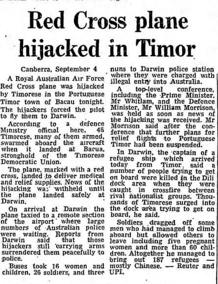 How the Guardian reported on the hijacking in September 1975.