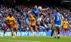 Cyriel Dessers shoots towards the Motherwell goal during Rangers’ 1-0 win at Ibrox.