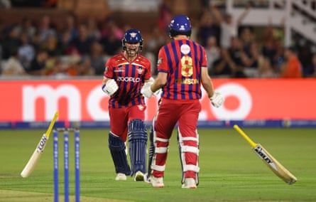 Liam Dawson celebrates hitting the game-winning shot with teammate Leus du Plooy