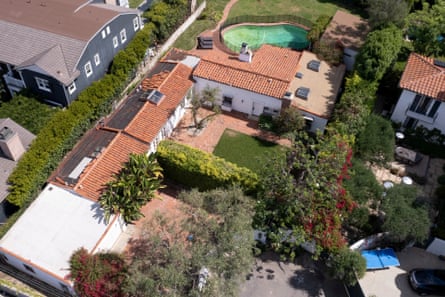 an aerial view of a house