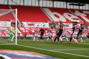 Middlesbrough’s Ashley Fletcher heads in the opening goal.