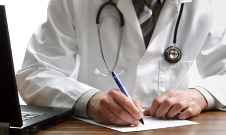 A doctor writing notes. Health professionals are required to report cases among children within a month, unless there are exceptional safeguarding issues. Failure to do so could result in them being referred to regulators.