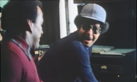 Prince Jammy, right, mixing at King Tubby’s studio with Bunny Lee.