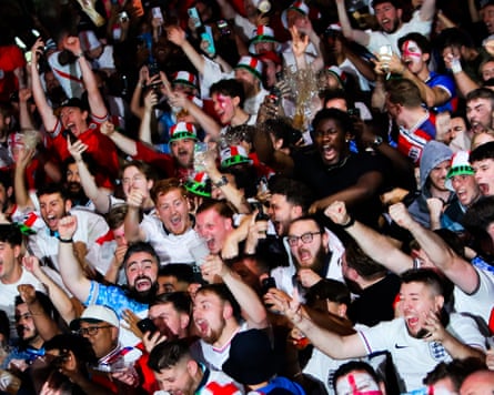 England fans cheer during a World Cup watch party