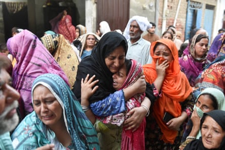 Relatives of the children who died after the tuition centre roof collapsed in Lahore.